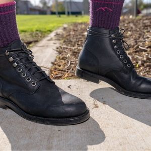 Only worn twice! Grant Stone Black Waxed Leather Boot